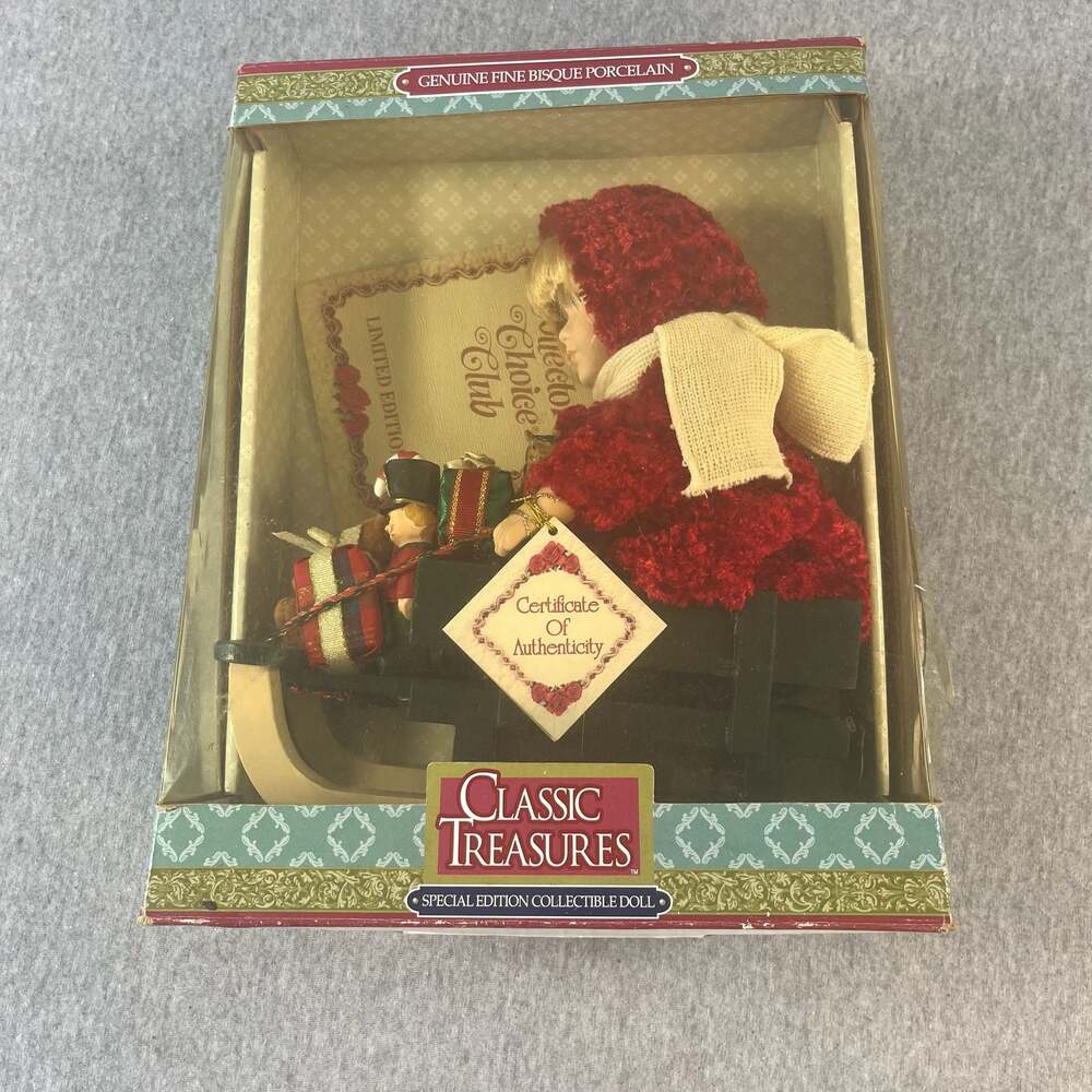 Classic Treasures Collector's Choice Christmas Girl Doll on Sled